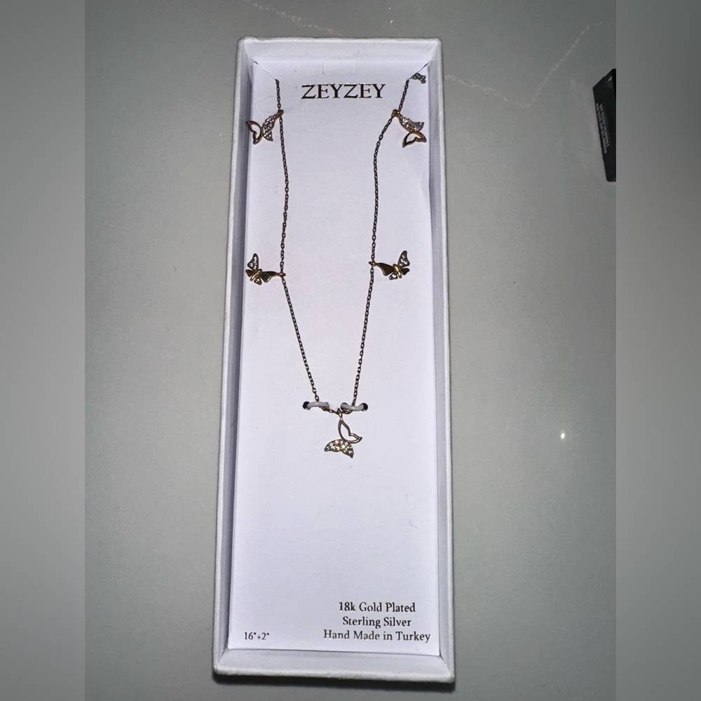 ZEYZEY 18K Gold Plated Butterfly Necklace – Sterling Silver, Handmade 🦋